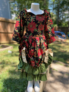Poinsettia Holiday Layered Cotton Princess Dress Size 6.